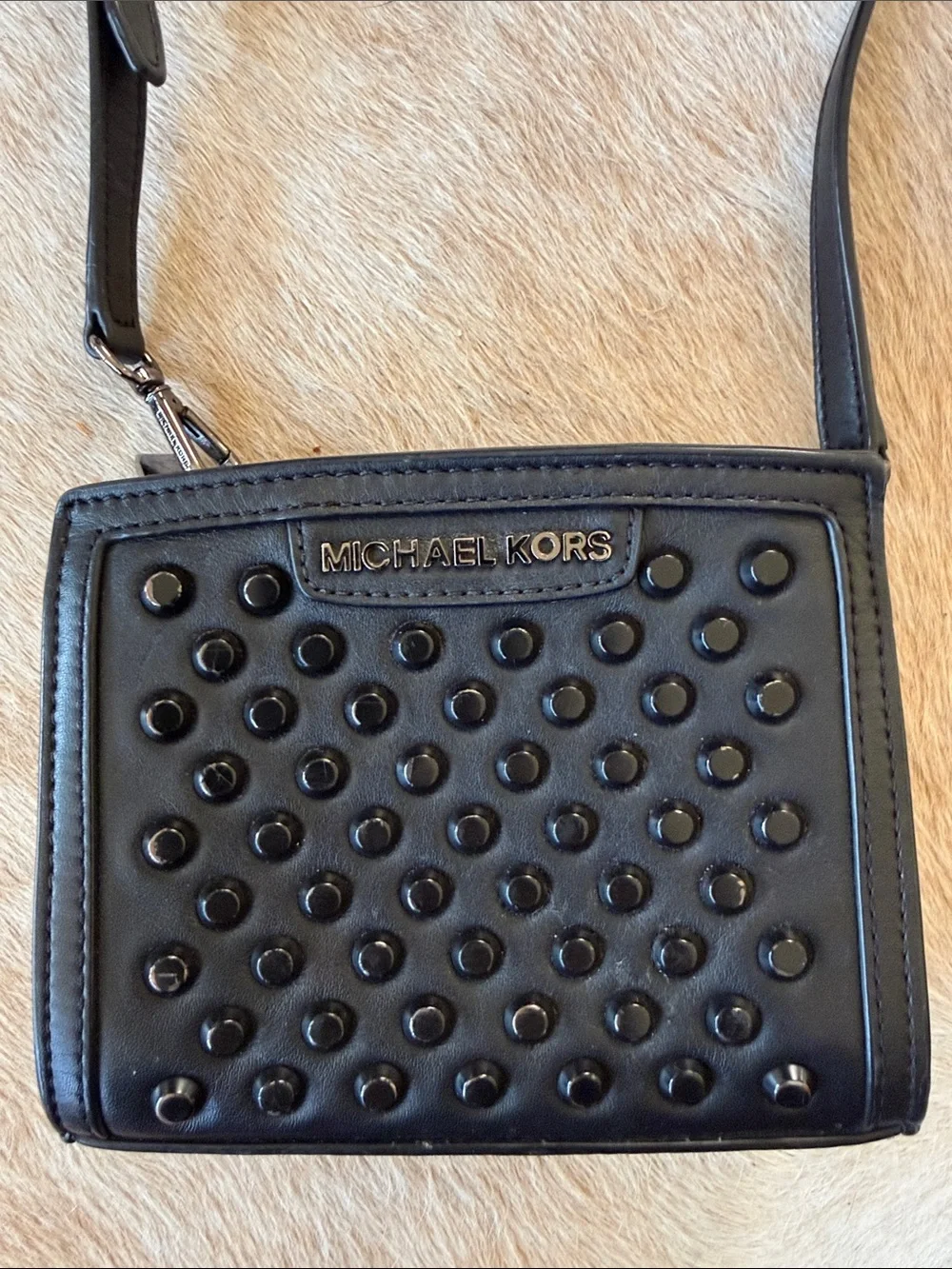 Michael Kors Black Studded Leather Crossbody